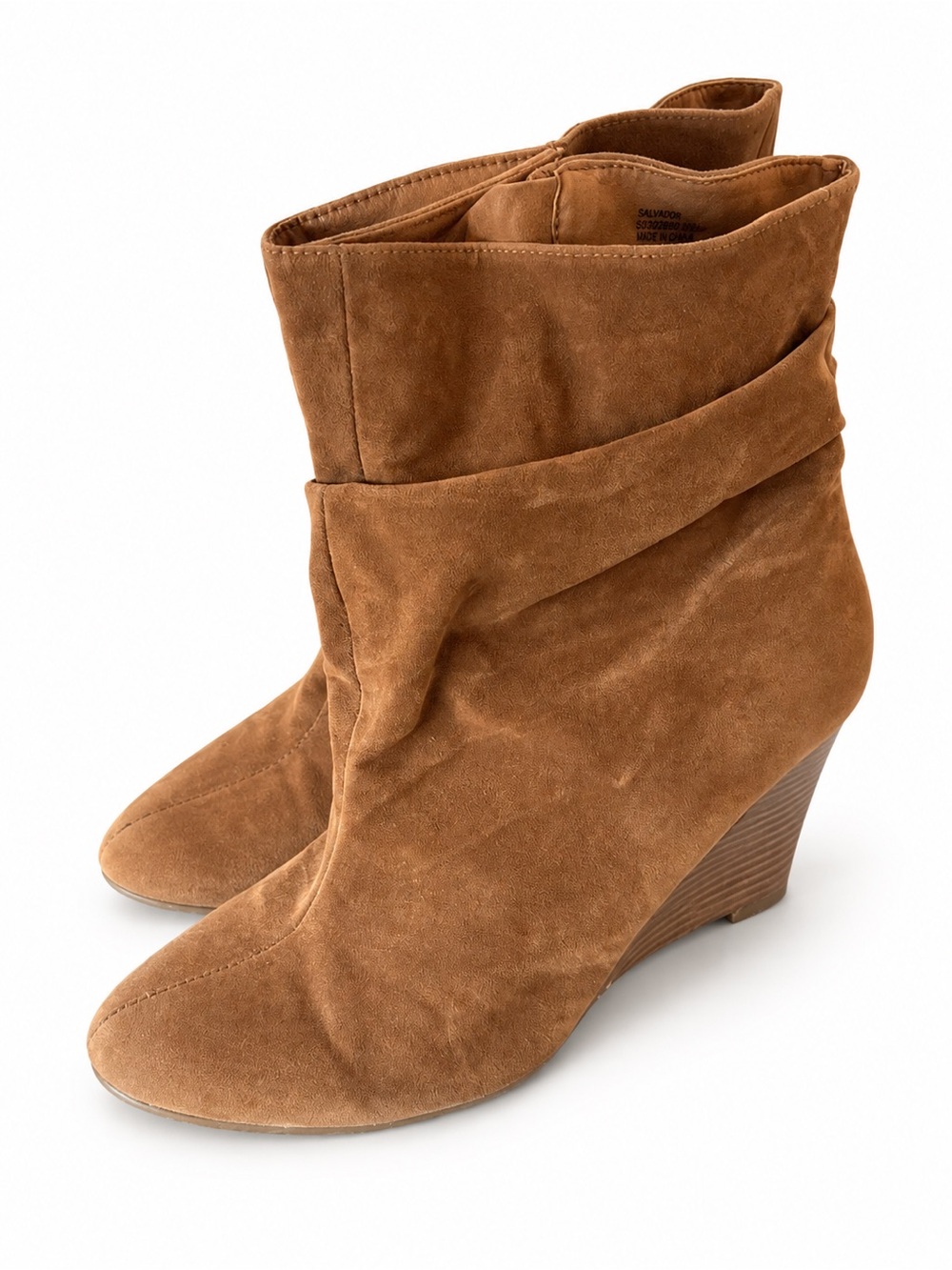 Women's Suede Wedge Ankle Boots - Tan